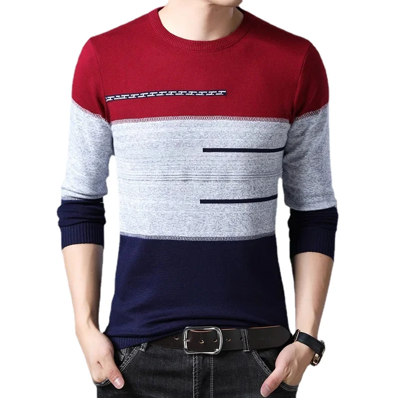 Sweaters for Men Harajuku FashionMen's Winter Sweater Cotton Thin Men's Pullover Sweaters Casual Striped Knitted Sweater