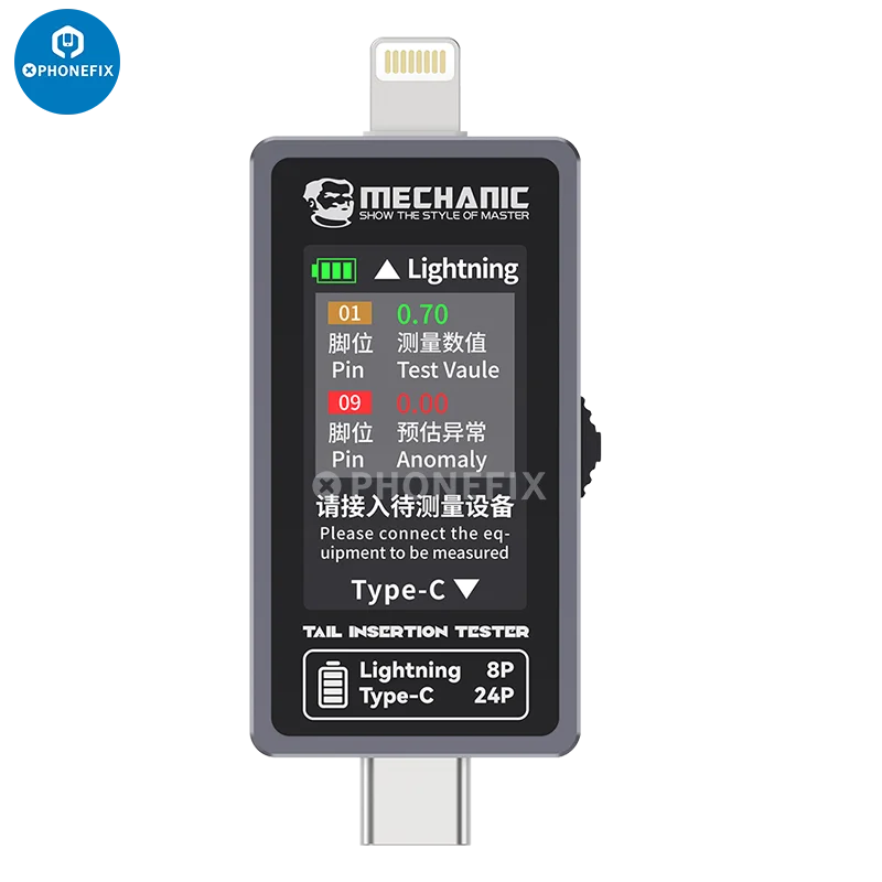 

Mechanic T-824 Tail Insertion Detector No Disassembly Required Mobile Phone Digital Display Current Power Check Independent Pin