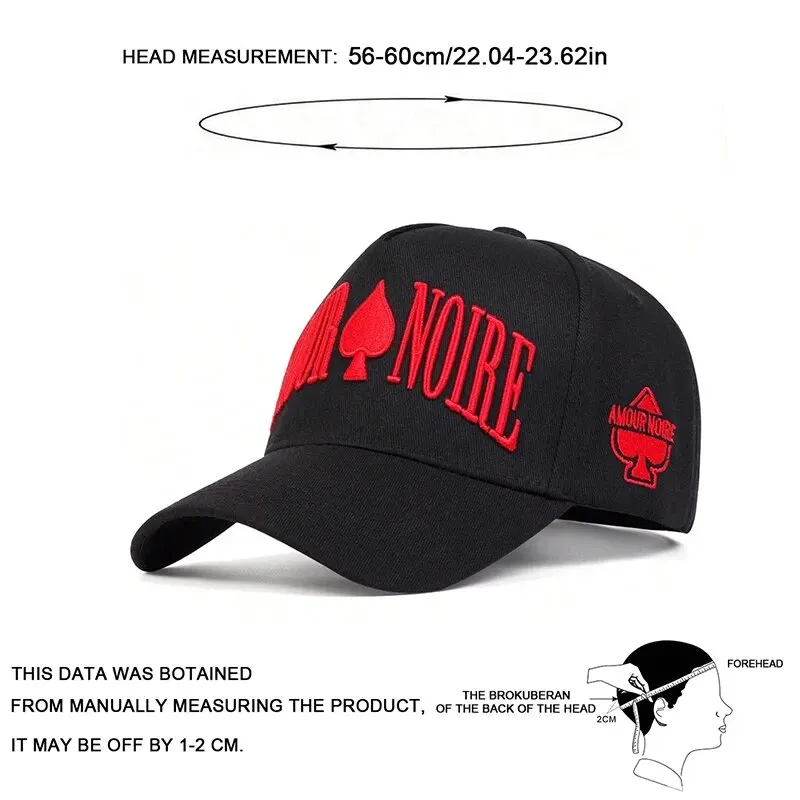 Baseball Cap Snapback Cap Outdoor Sun Hat Unisex AMOUR NOIRE Spades Embroidery Baseball Caps Spring and Autumn Outdoor Adjustable Casual Hats Sunscreen Hat