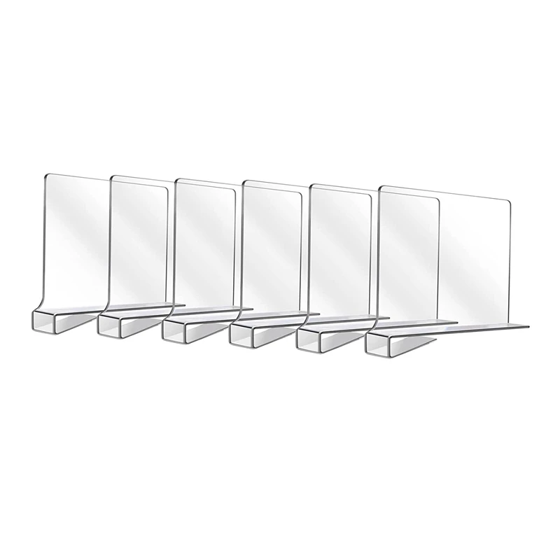 

6 PCS Shelf Dividers For Closet Organization Acrylic Closet Shelf Divider For Wooden Shelving Suitable For Kitchen