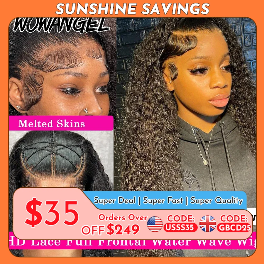 Wow Angel 250% HD Lace Frontal Wigs 13X6 Water Wave Wigs 13x4 Lace Frontal Wigs Pre Plucked Curly Wig Human Hair Wig For Woman 1