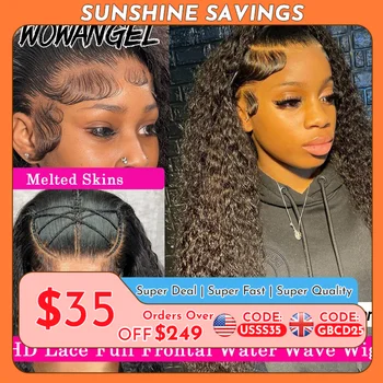 Wow Angel 250% HD Lace Frontal Wigs 13X6 Water Wave Wigs 13x4 Lace Frontal Wigs Pre Plucked Curly Wig Human Hair Wig For Woman 1