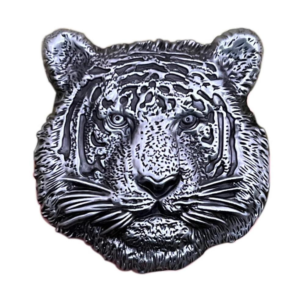 

Zinc Alloy Metal Western Cowboys Tiger Head Gray Belt Buckle 3.8cm 22-458 Dropshipping