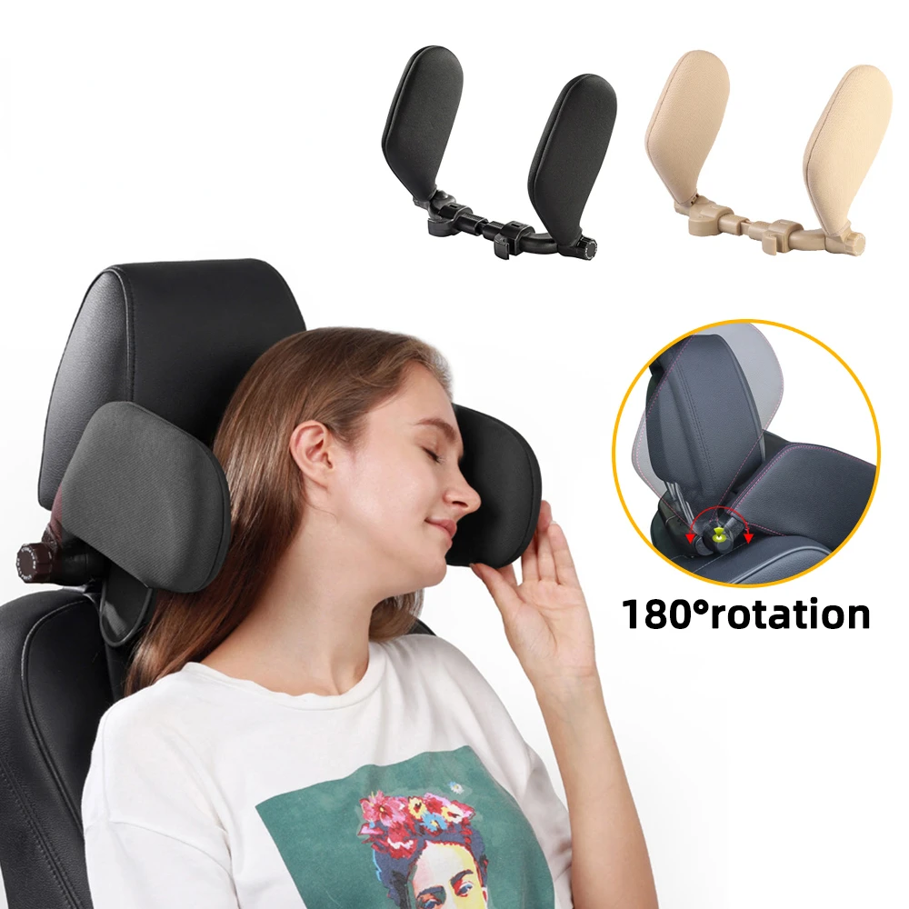 Car Neck Headrest Pillow Cushion Car Seat Leather Pad Sleep Side Head