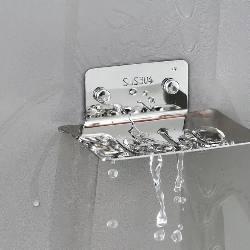 Soap Dish Tray Soap Holder Wall-mounted Non-porous Drain Soap Dish For Holding Soaps Household Bathroom Portable Soaps Dishes