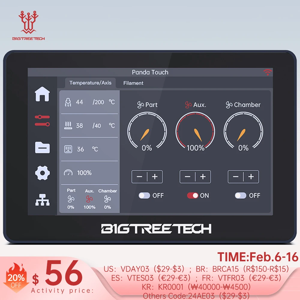 Bigtreetech Panda Touch V1.0 5 Pollici Touch Screen Multi-Stampante Controllo Wireless Per Bambu Lab X1 P1 Bambulab A1 Stampante 3D