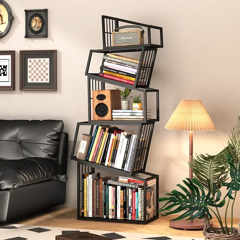 Nordic Iron Art Corner Bookcase Home Special-shaped Storage Bookshelf Designer Creative Floor Book Shelf Storage Display Stand