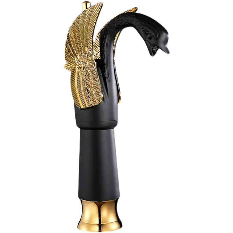 

European-style black gold all-copper faucet hot and cold basin toilet wash home bathroom swan