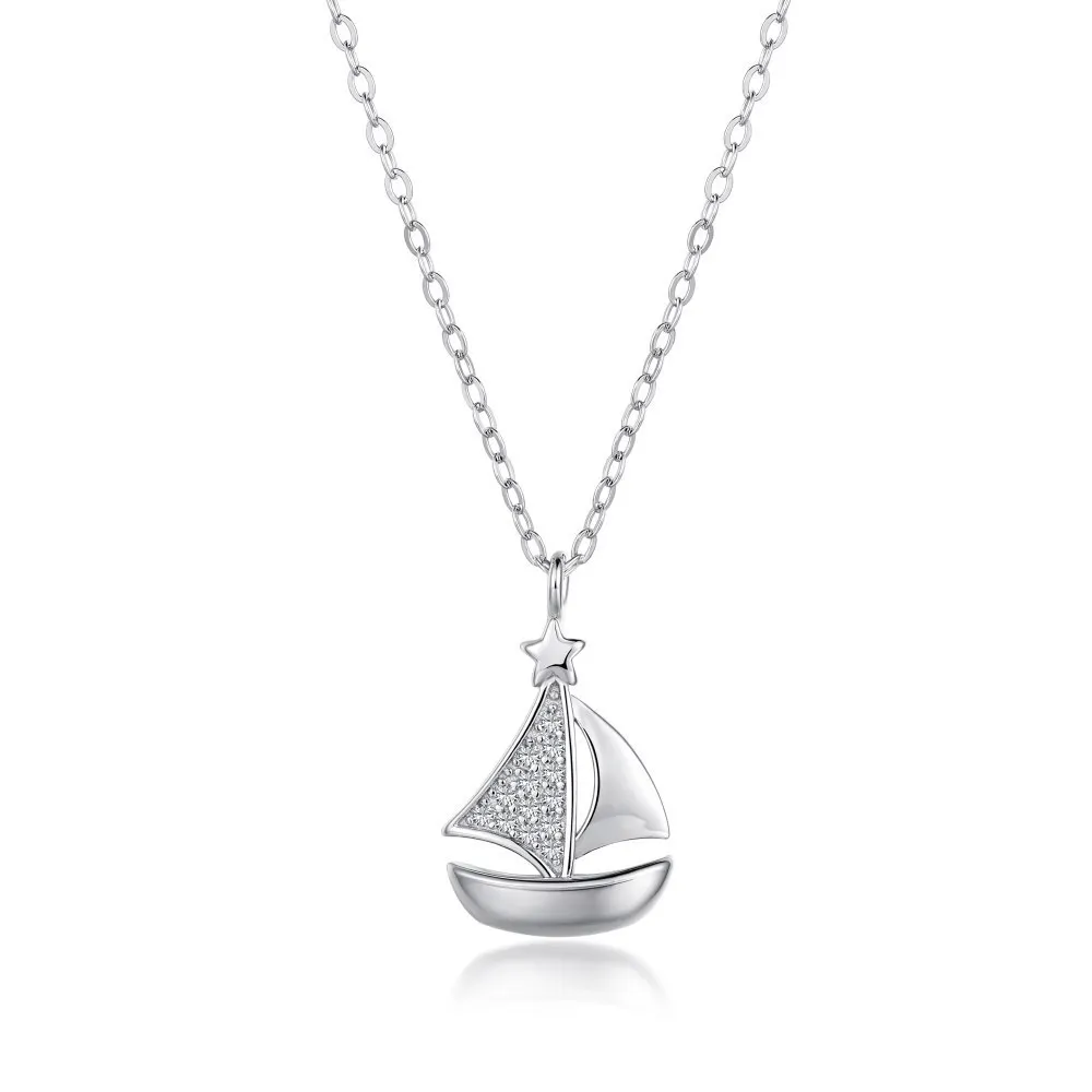 

MSN007 Newest Style 925 Sterling Silver Zircon Sailboat Shaped Sweet Party Accessories Supplies Fashion SALE
