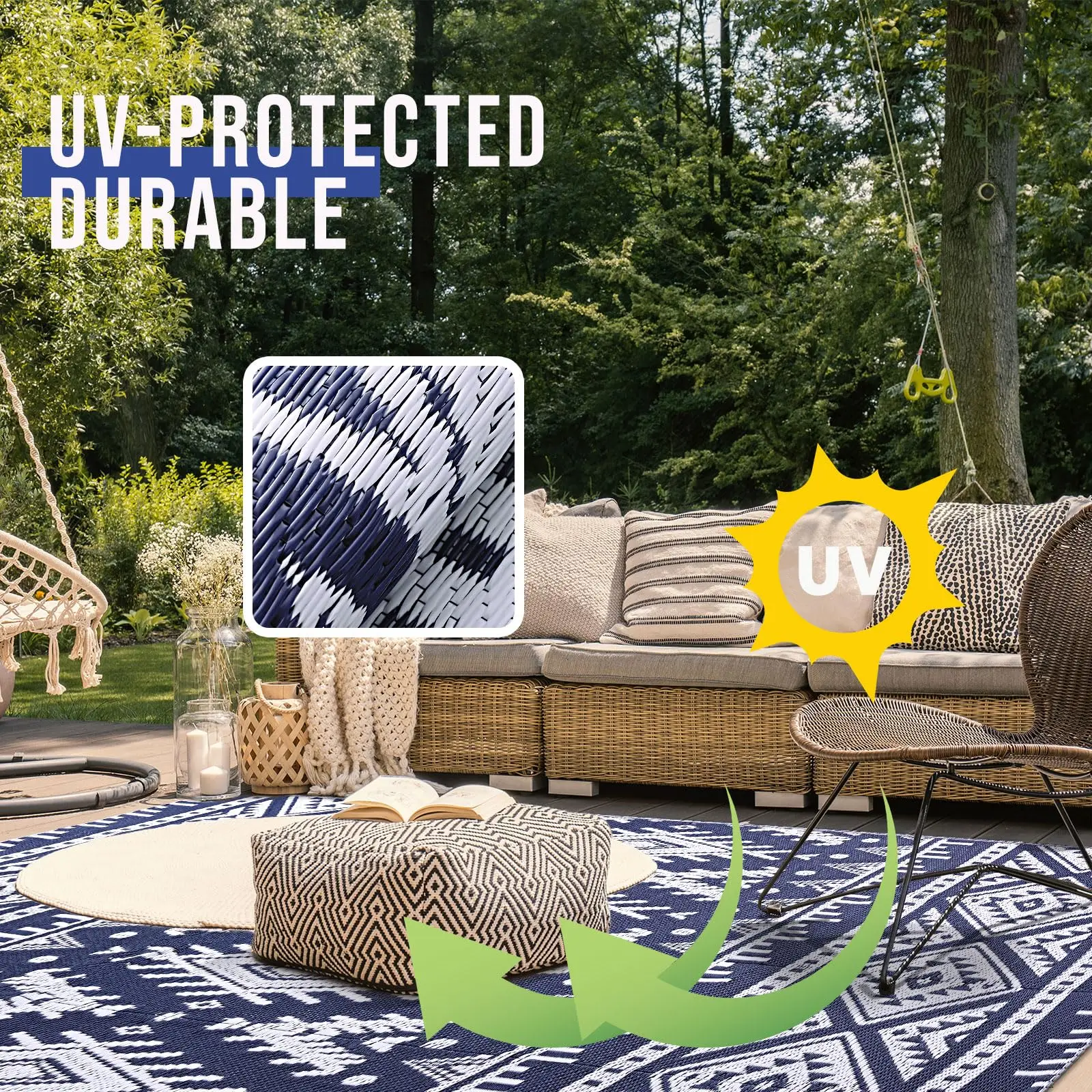 floor mat Kitinjoy Outdoor Waterproof Rugs Outdoor Plastic Straw Rugs Boho Patio Indoor Carpets For Patio Camp Picnic Balcony