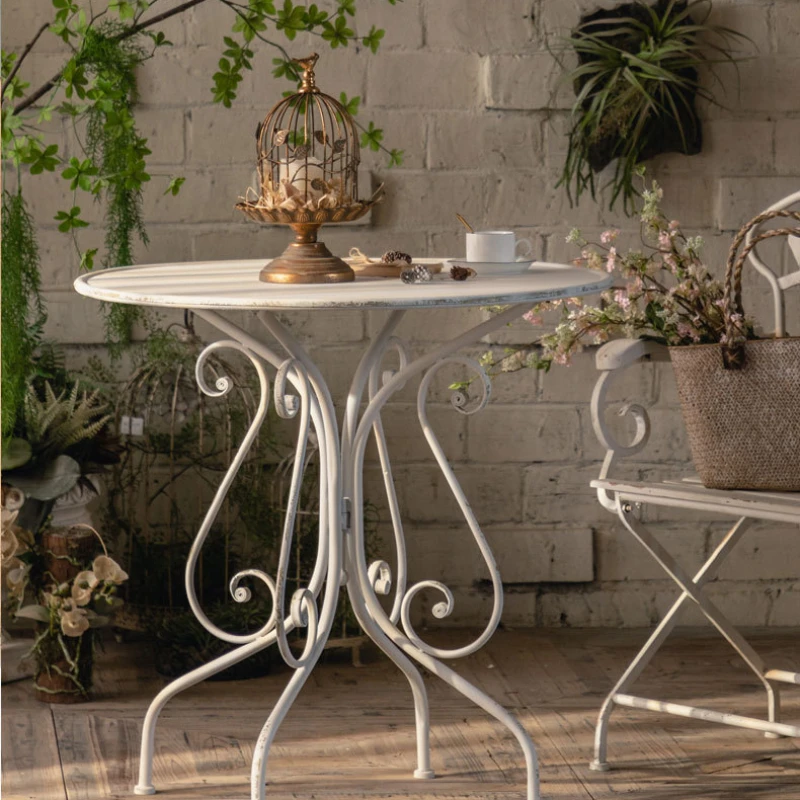 

Американский Железный ретро открытый чайный столик, французский балкон, стол и стул для сада, кофейный столик для переговоров
