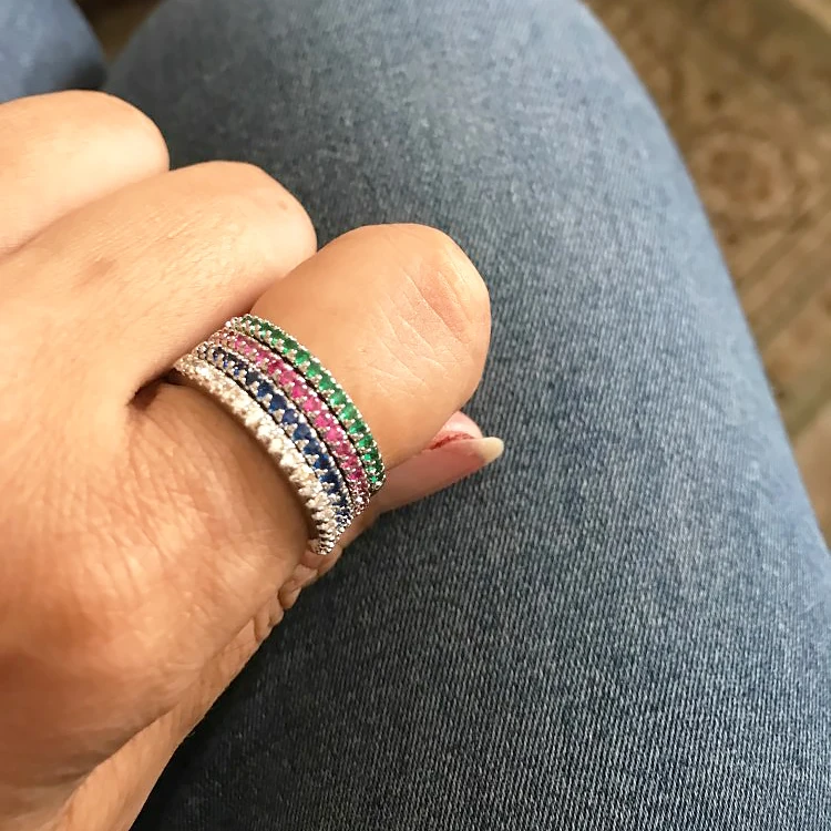 Finger Ring Thin Women Aesthetic Accessories Dating Engagement Dainty Colorful Jewelry