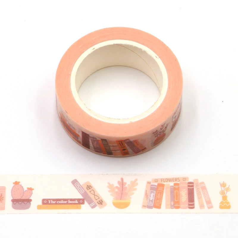 

2022 NEW 1PC 15mm*10m Decorative INS Style Cats Library Books Washi Tape Organizer Scrapbooking Stationery Adhesive Masking Tape