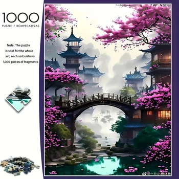 1000 Pieces Jigsaw Puzzle for Adults Peach Blossom Spring Environmentally Friendly Paper Christmas Gift Toy 19.7 x 27.6 inches 1