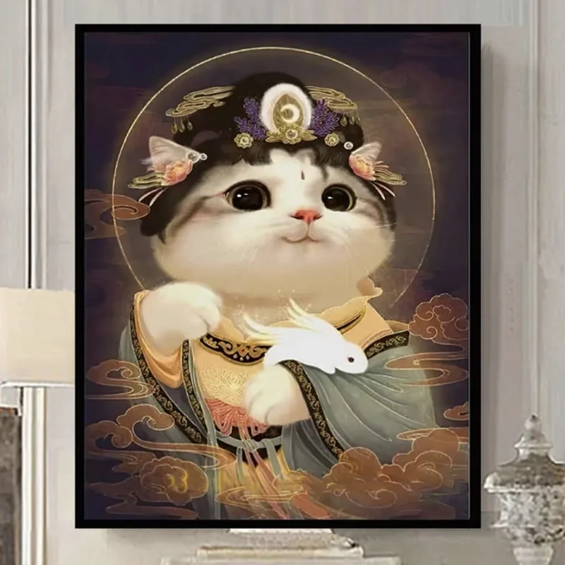 

DIY Cross Stitch 11CT Embroidery Kits Craft Needlework Set Animal Cute Cat Printed Canvas Cotton Thread Home Decoration Hot Sale