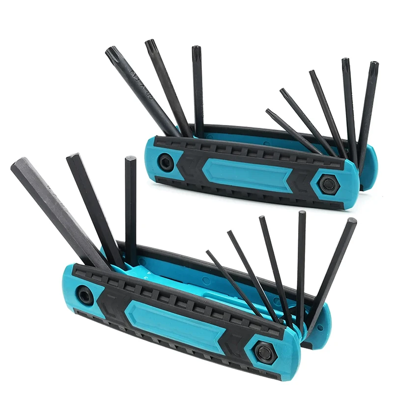 Description Picture 2 of itemLIBRATON 8 in 1 Folding Allen Wrench Set Metric Allen Key Set Tool Or Folding Tamper Proof Torx Key Set Portable Star Wrench Kit