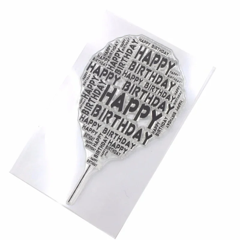 Clear Stamps Clear Rubber Stamps Transparent Silicone Clear Happy Birthday Balloon Stamp for Scrapbooking DIY Photo Album Decor