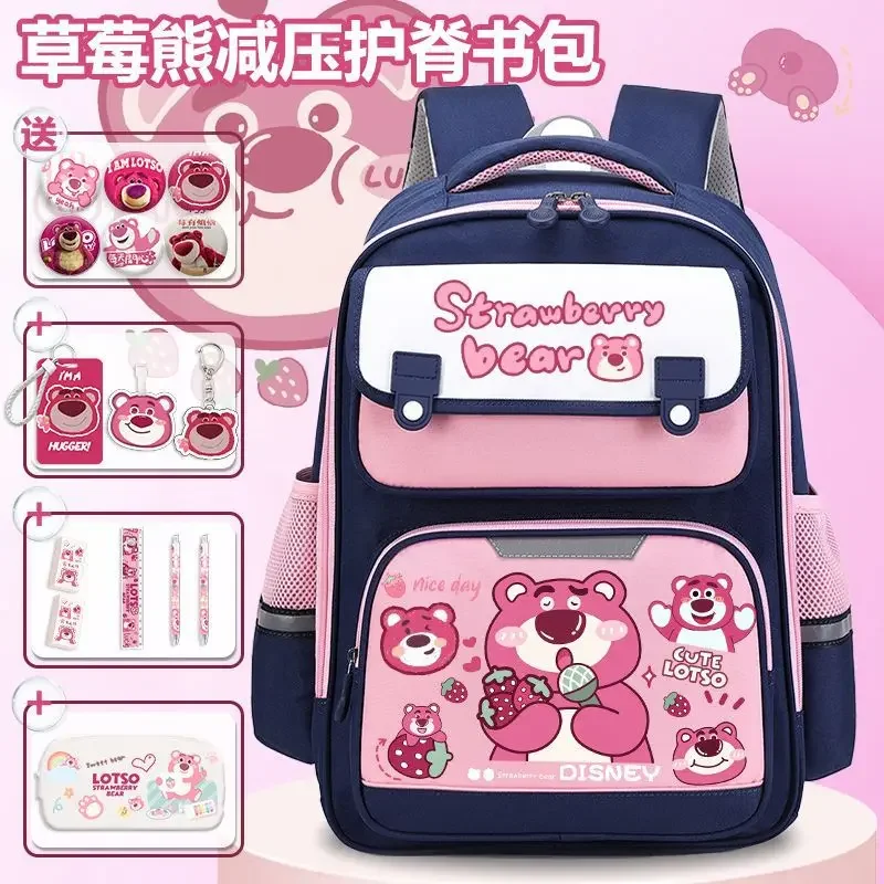 

Sanrio New Strawberry Bear Student Schoolbag Girls' Cute Cartoon Large Capacity Decompression Spine-Protective Backpack