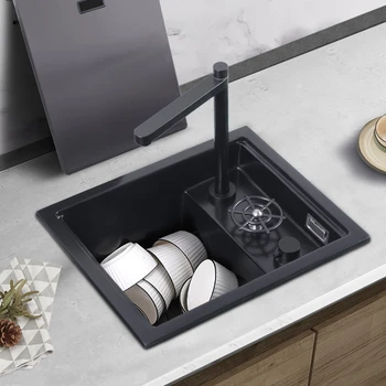 อ่างล้างจานแบบ Undermount บาร์ควอตซ์พร้อมแผ่นปิดสําหรับเคาน์เตอร์หินแกรนิตเกาะห้องครัว 2