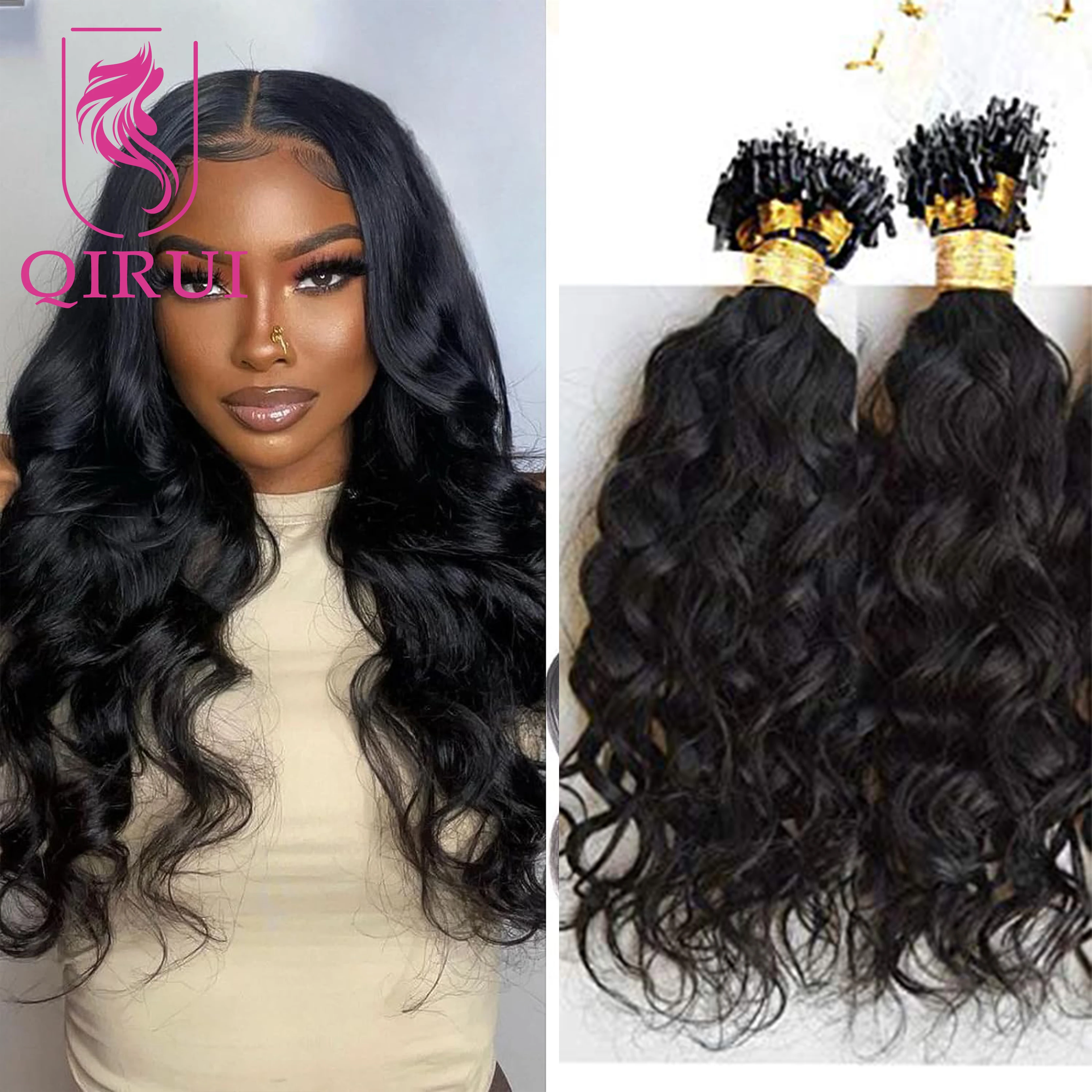 Onda Sciolta Micro Loop Estensione Dei Capelli Capelli Umani Ricci Micro Perline Anello Capelli Remy Brasiliani Micro Link 100 Fili 100G