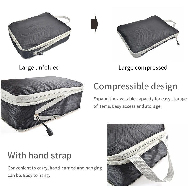 With Compression For Suitcase Nylon Portable Way Zipper Packing Cube