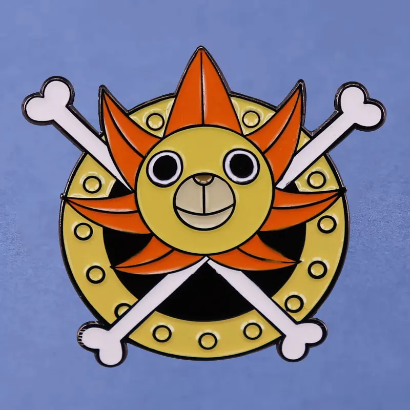 Anime-One-Piece-Mil-Ensolarado-Duro-Esmalte-Pins-Colete-Navio-Pirata ...