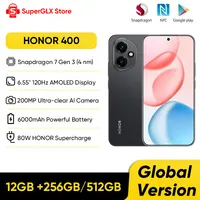 HONOR 400 Global Version 5G Smartphone 6.55" 120Hz AMOLED Display 200MP Dual Camera Snapdragon 7 Gen 3 6000mAh 80W SuperCharge