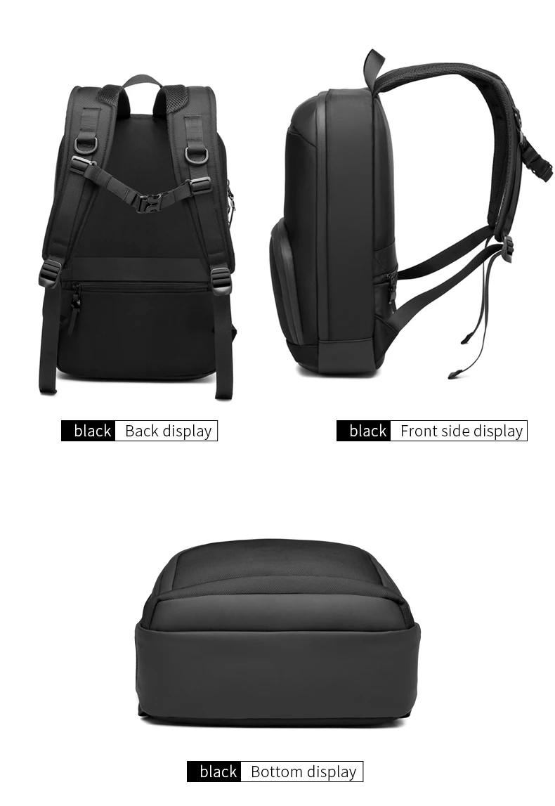 Neouo Black Multifunction Business Oxford Backpack Various Views