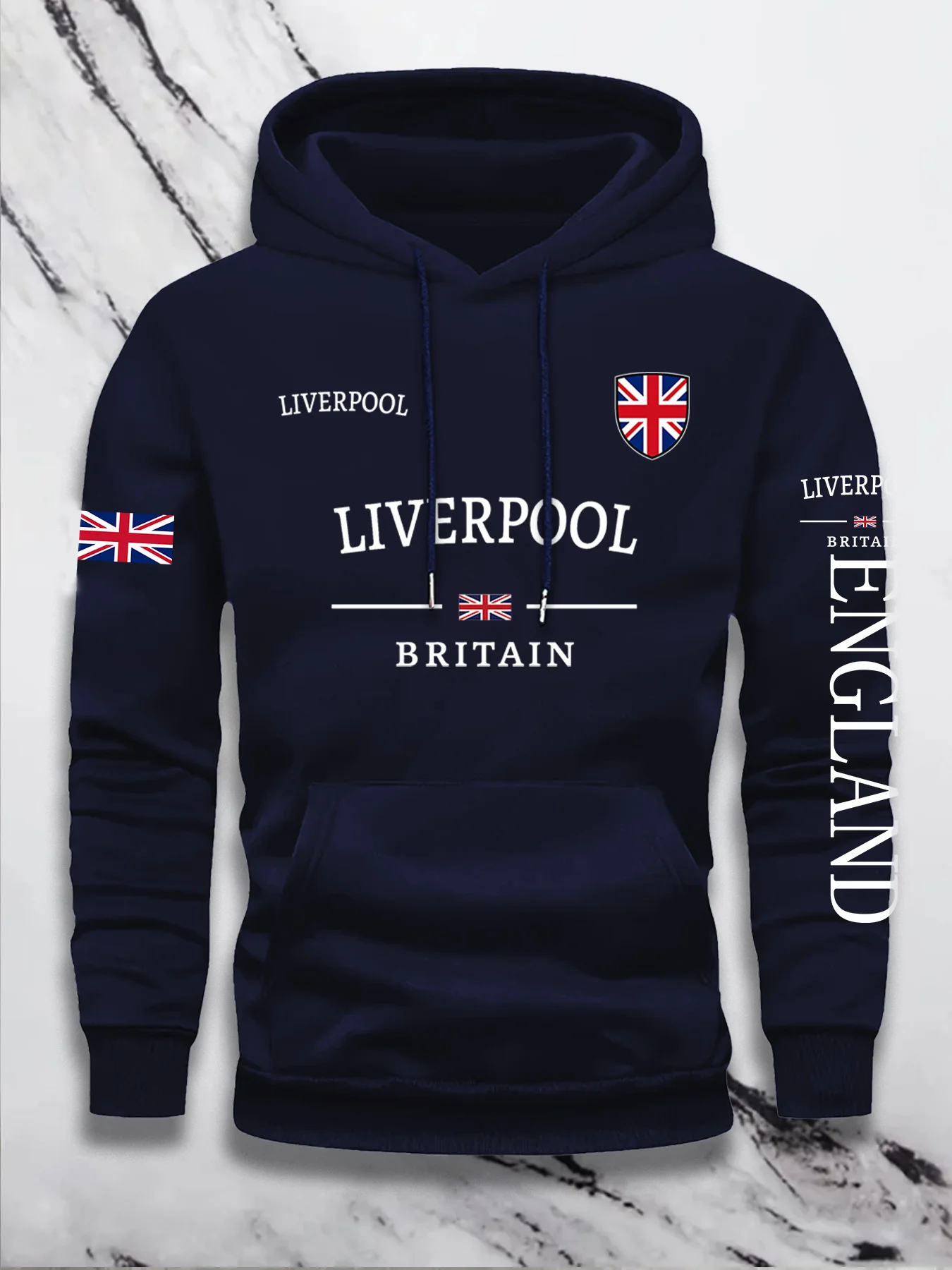British Flag Print Trendy Men Women Hooded Sweatshirt Autumn Winter Daily Outdoor Vacation Fitness Casual Loose Warm Sportswear