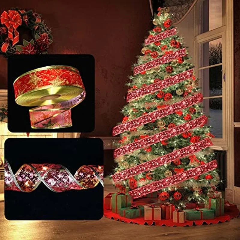 Kerst Lint Fairy Light Kerst Decoratie Diy Bows Snaar Licht Boom Ornamenten Voor Thuis 2023 Xmas Decor Nieuwjaar Navidad