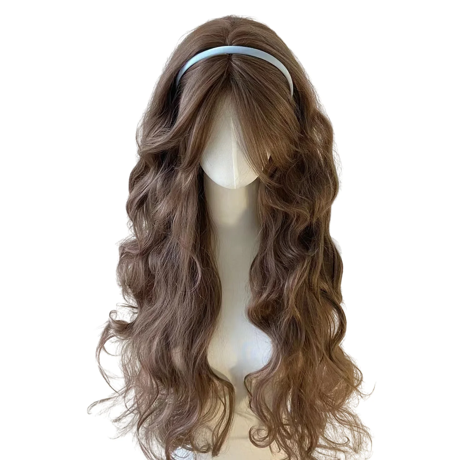 

Brown Wig for Women Camllia Wig Long Curly Lolita Wig with Bangs Popular Natural Brown Synthetic Wigs Head Wigs