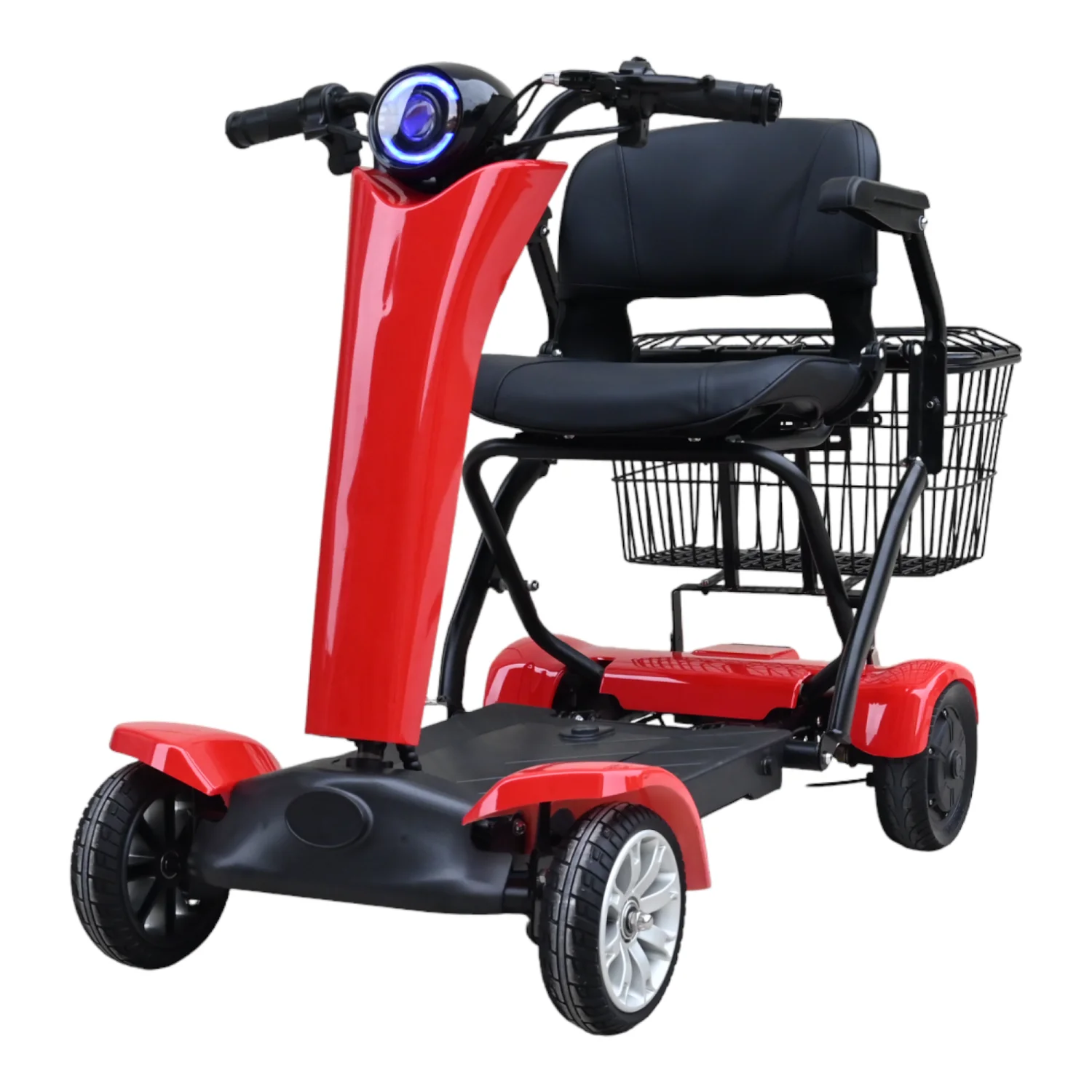 cheap long range mini mobility 4 wheel elderly handicap automatic folding electric scooter with basket