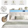 Queen Size Lift Up Bed Frame, Storage Headboard with Charging Station, LED Lights Upholstered Platform Bed, No Box Spring Needed 6