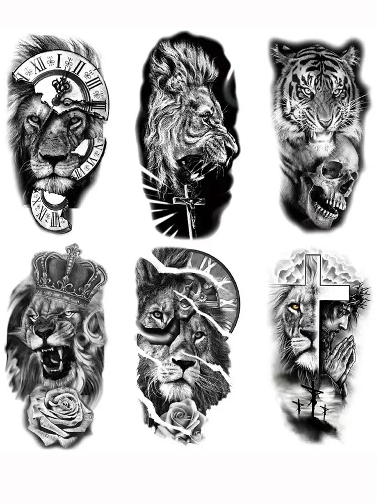 

Black Forest Tattoo Sticker Temporary Tattoos for Men Wolf Fake Tattoo for Women Hand Arm Animal Tatoo Temporari Waterproof