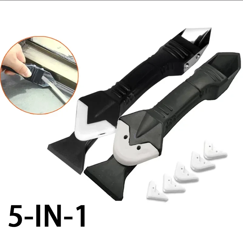 5 in1 Silicone Scraper Sealant Smooth Remover Tool Set Floor Caulk Finisher Grout Kit Glass Glue Angle Scraper Set Accessoriess Scraper Tool Set Scraper Tool Kit