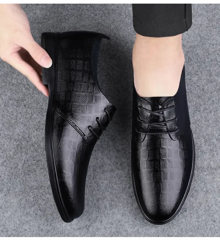 Leather Shoes Men's New Business Dress Soft Leather Casual Breathable Men's Pointy Bridegroom's Wedding Shoes