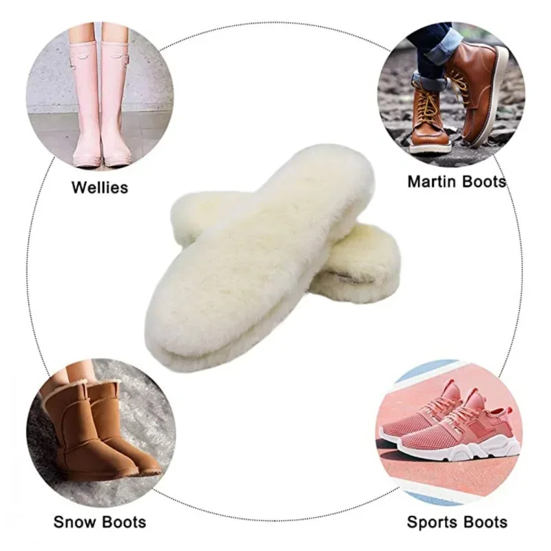 Natural Sheepskin Insoles Winter Keep Warm Fur Wool Insoles Men Women Warm Soft Thick Cashmere Snow Boots Shoe Pad orthopedic insoles heel insoles shoe inserts