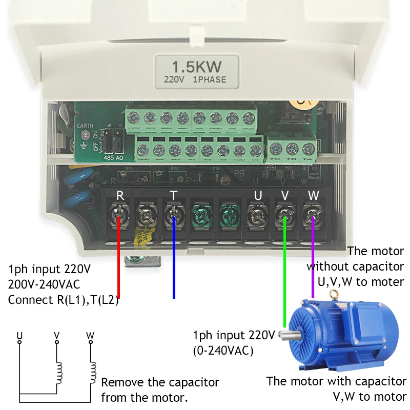 1PH 220V VFD 0.4KW 0.75KW 1.5KW 2.2KW Input 1PH Output 220V Single-phase Submersible Pump Speed AC Drive Frequency Regulator