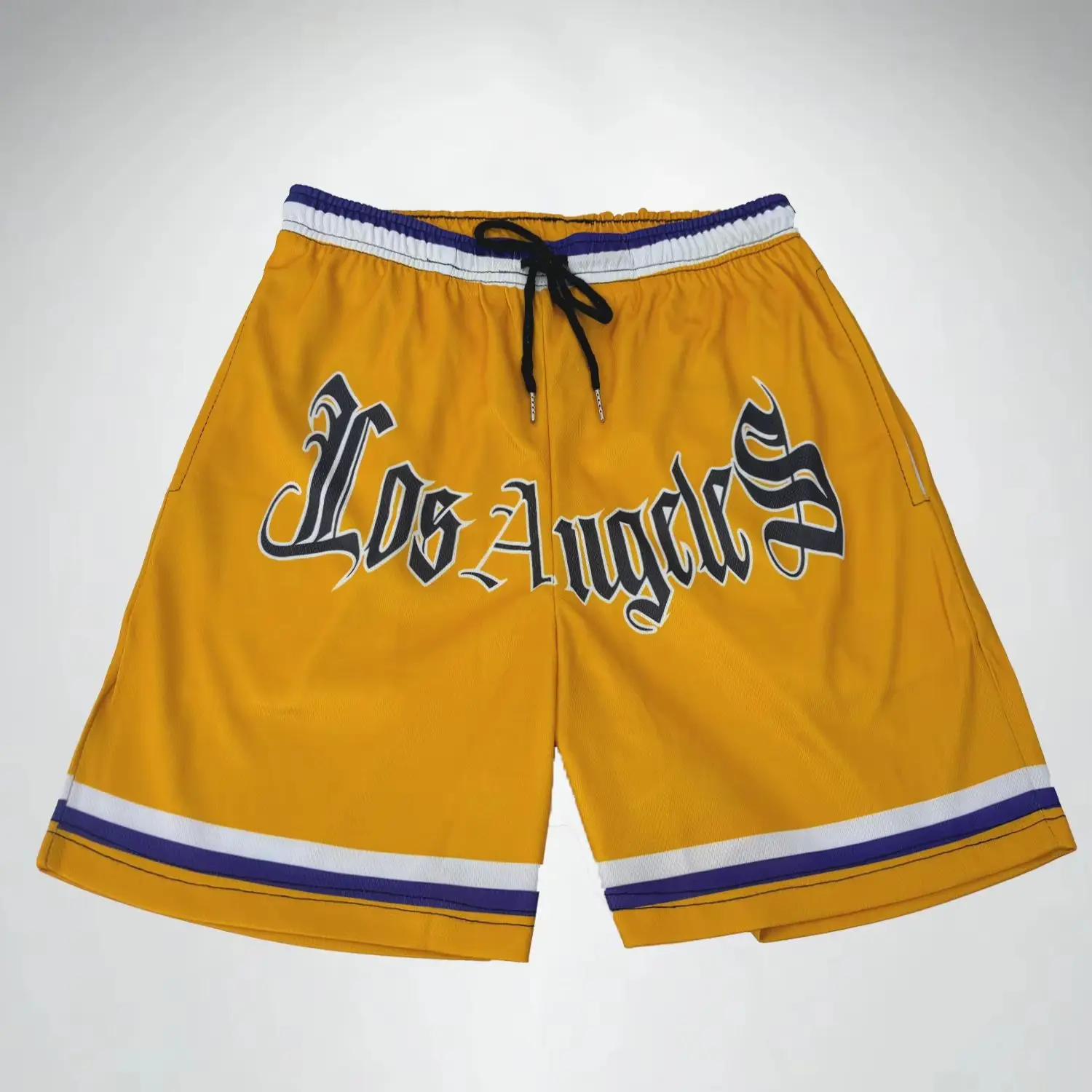 Erkek Spor Basketbol Los Angeles Baskılı Şort Hızlı Kuru fitness şortu Yaz Spor Koşu Rahat Nefes Şort Erkekler
