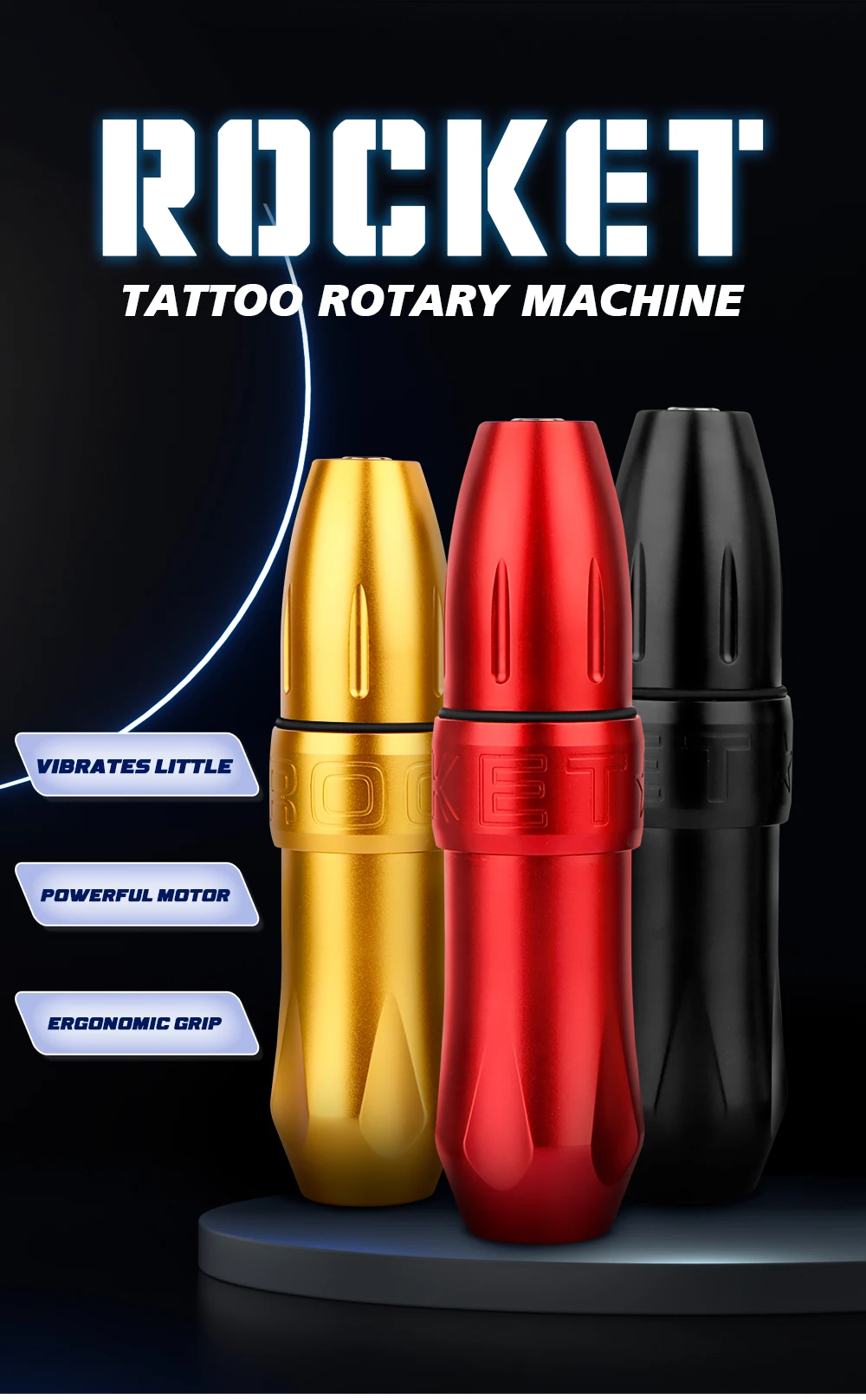 ROCKET Rotary Tattoo Rotary Pen Professional Permanent Makeup Machine Body Art Powerful Motor Shader & Liner for Tattoo Artist