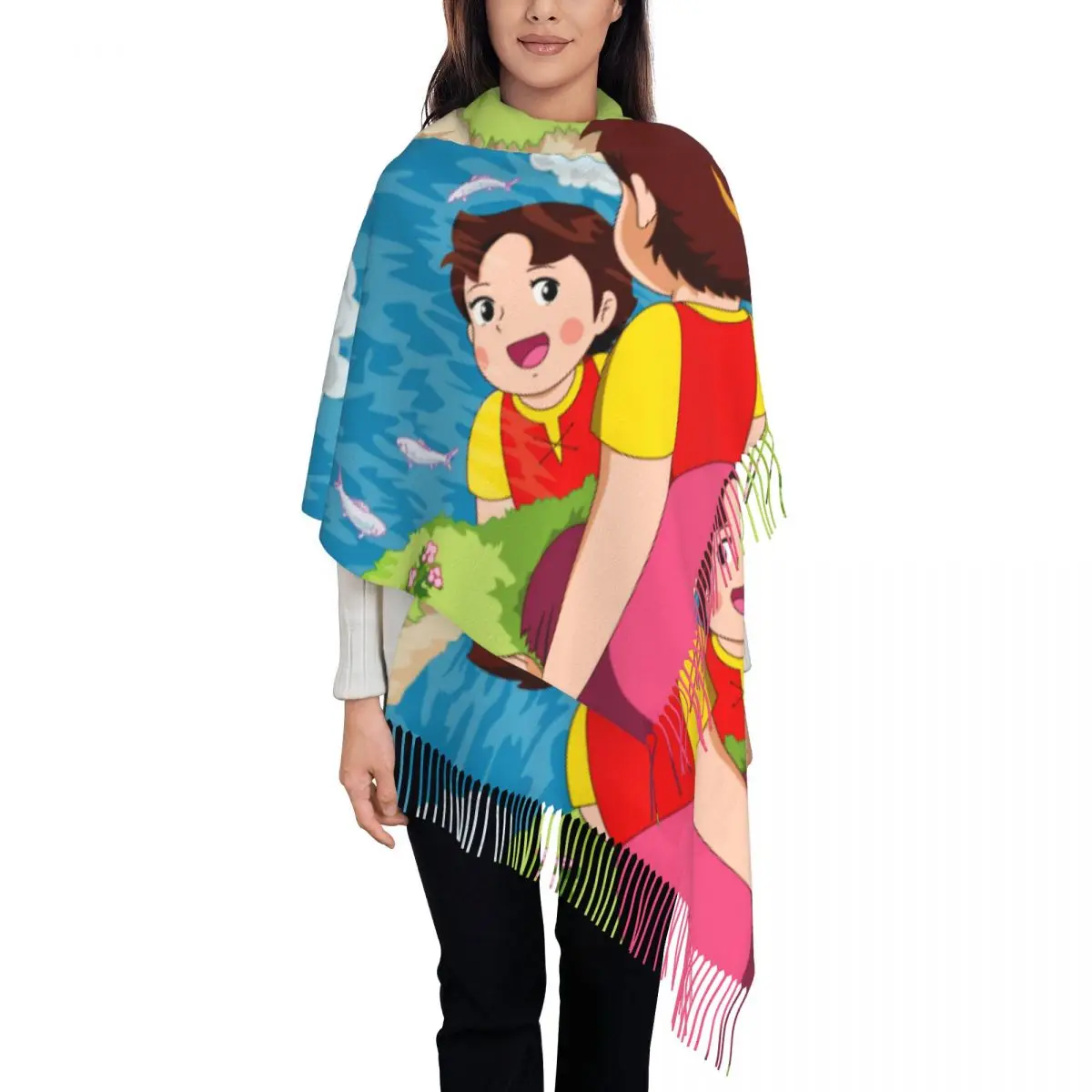 

Personalized Print Cartoon Heidi Scarf Women Men Winter Warm Scarves Cartoon Anime Alps Mountain Girl Shawl Wrap