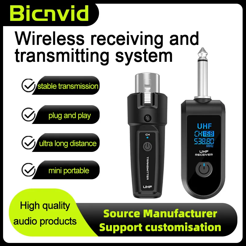 Wireless Microphone Transmitter Receiver System 2.4G XLR for Audio Mixer