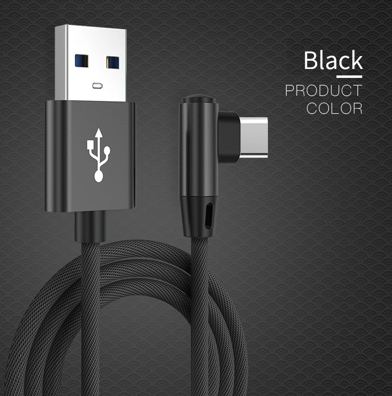 Fast Charging 5A USB C Cable with 90 Degree Elbow Design