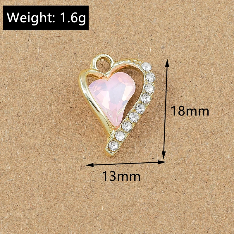 10 Stück 18*15mm Kristall CZ Liebe Herz Charms Anhänger für Schmuckherstellung DIY Ohrringe Halskette Armband Zubehör Zubehör – Detail 11