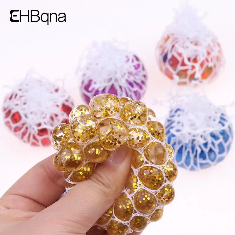 Grape Mesh Stress Balls For Adults Kids Autism Sensory Fidget Toys Soft Balls Stress Relief Balls Squeezing Grape Balls