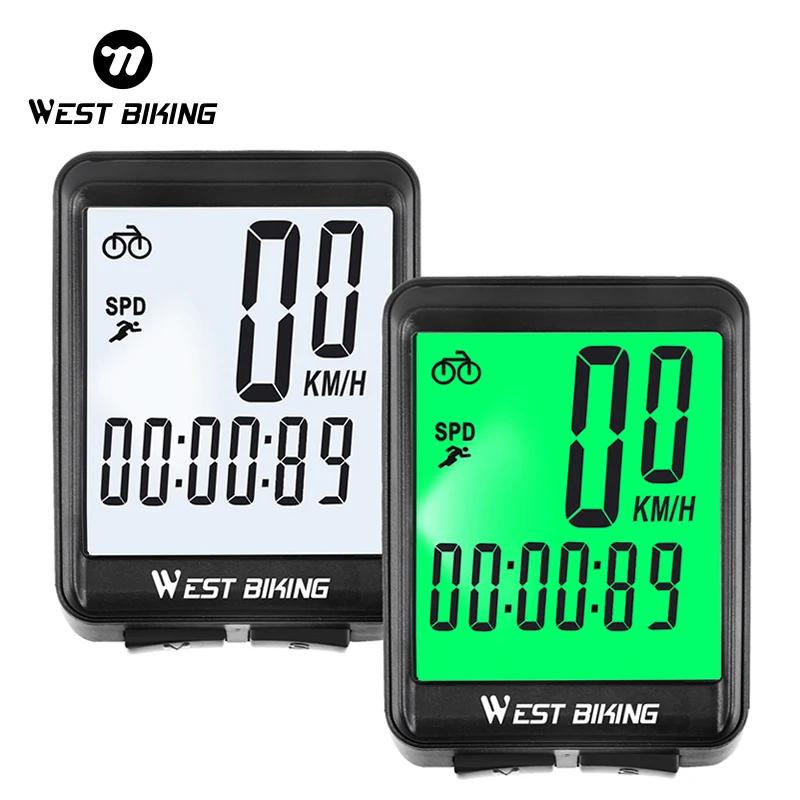 West Biking Fahrrad Computer wasserdicht Wireless/Wired Bike Digital Tacho Radfahren Magnet Kilometer zähler weiß/grün Hintergrund beleuchtung