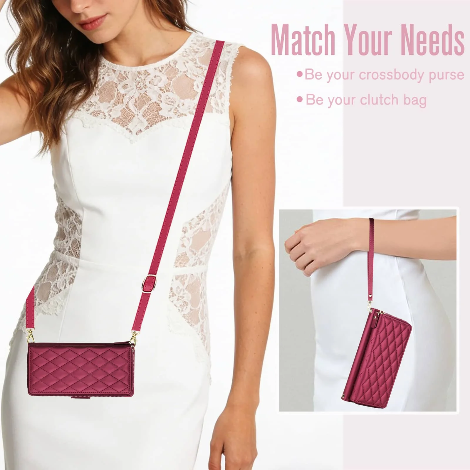 Crossbody Wallet Case with RFID Blocking and Zipper Purse - Card Holder Flip Cover