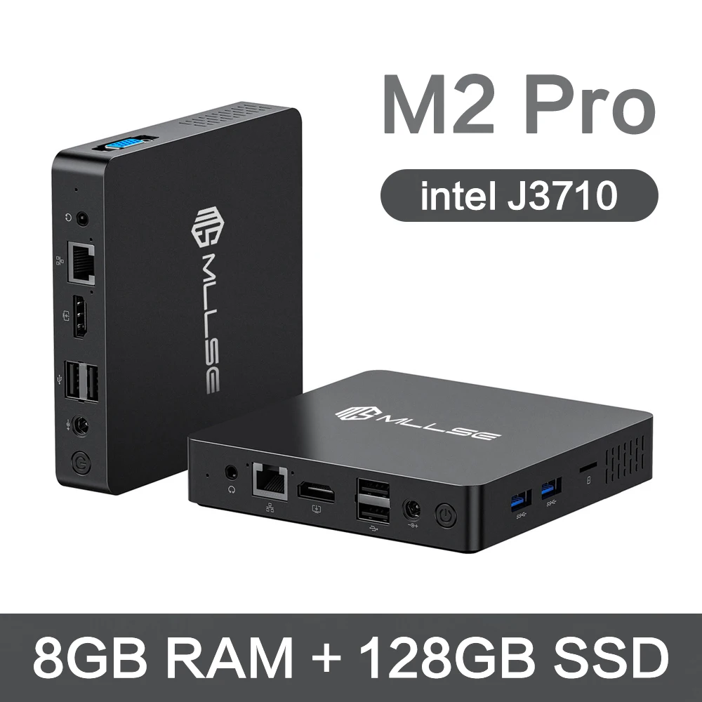 MLLSE M2 Pro Mini PC Intel J3710 CPU 8GB RAM 256GB SSD WiFi5 BT4.2 Windows 10 Mini Computer Desktop