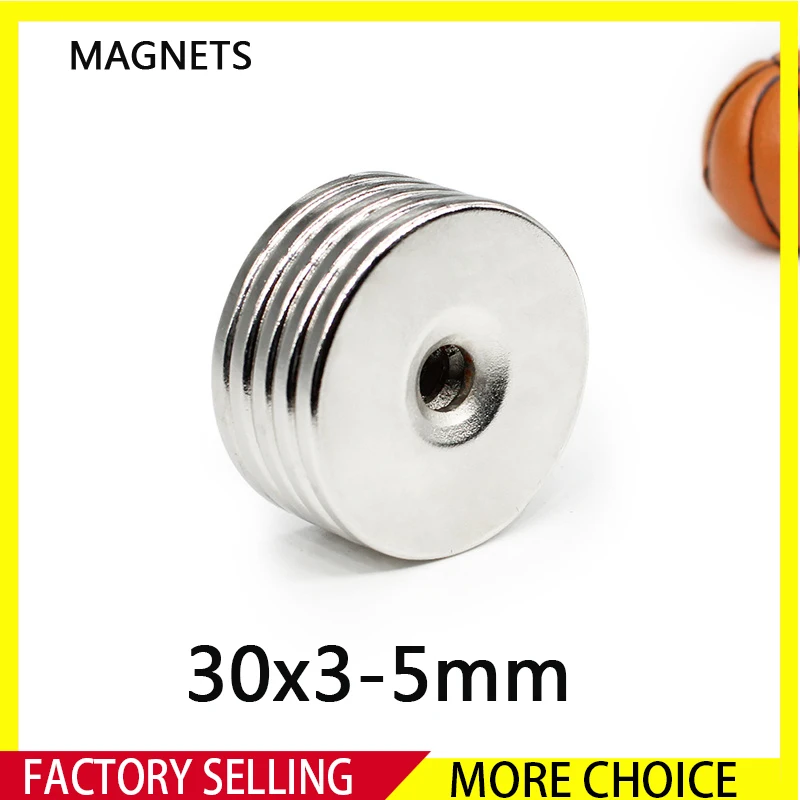 1~30PCS 30×3-5mm Round Strong Powerful Magnets 30mm x 3mm Hole 5mm Disc Countersunk Search Magnets 30*3-5mm