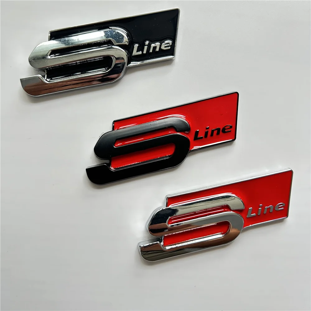 3D Metal Sline S Line Side Fender Badge Emblem Sticker Decalcomanie Per Audi A1 A3 A4 A5 A6 A7 A8 Q3 Q5 Q7 Q8 Tt Accessori Per Auto